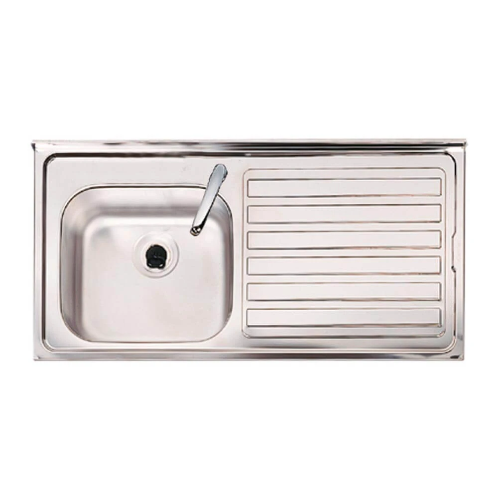 Clearwater Contract Inset 1 Bowl 0.9mm Stainless Steel Sink With 1 Tap Hole And Right Hand Drainer - 940 X 485mm 4 Clearwater Contract Inset 1 Bowl 0.9mm Stainless Steel Sink With 1 Tap Hole And Right Hand Drainer - 940 X 485mm - Image 2