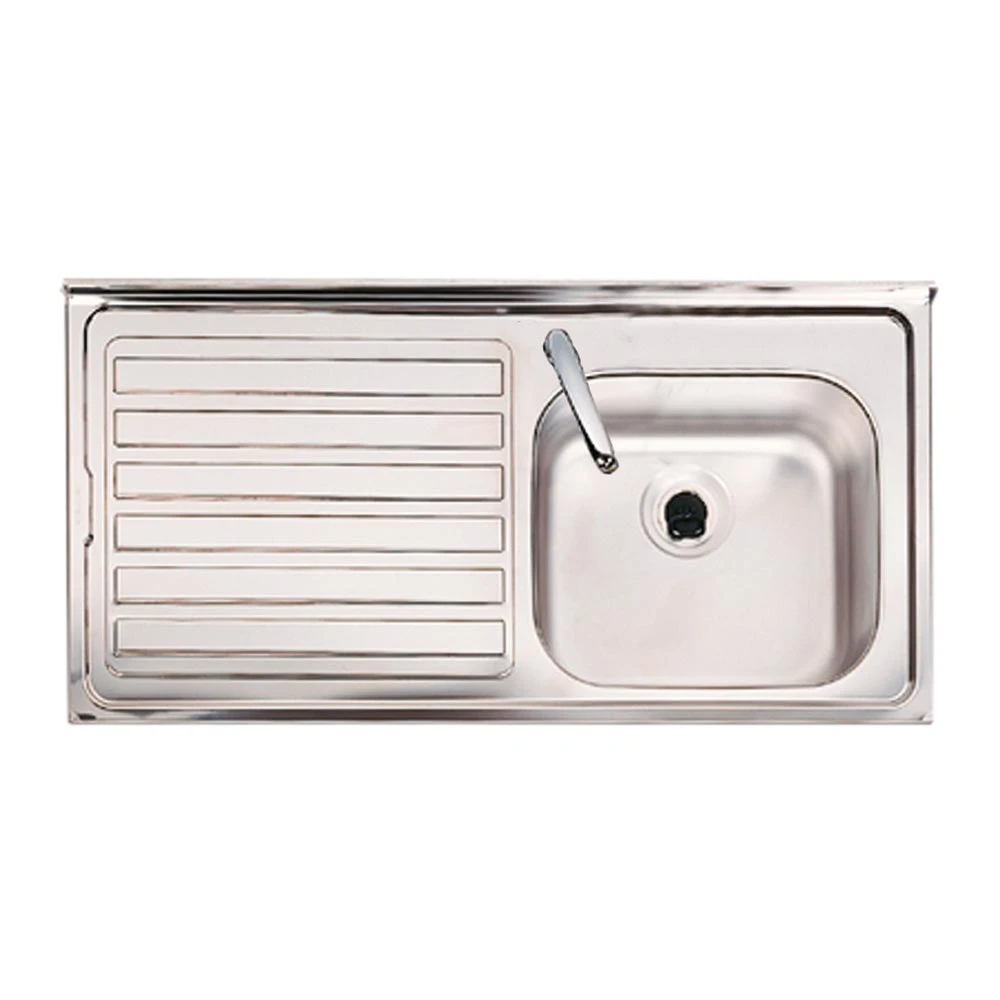 Clearwater Contract Inset 1 Bowl 0.9mm Stainless Steel Sink With 1 Tap Hole And Right Hand Drainer - 940 X 485mm 3 Clearwater Contract Inset 1 Bowl 0.9mm Stainless Steel Sink With 1 Tap Hole And Right Hand Drainer - 940 X 485mm