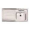 Clearwater Contract 1 Bowl 0.9mm Stainless Steel Sink With 2 Tap Holes And Right Hand Drainer - 940 X 485mm