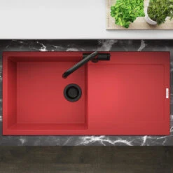 Clearwater Carina 1 Bowl Concrete Granite Composite Sink & Regency Copper Waste With Reversible Drainer - 1000 X 500mm