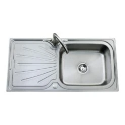 Clearwater Deep Blue Single Bowl Brushed Stainless Steel Sink & Waste With Reversible Drainer - 1000 X 500mm