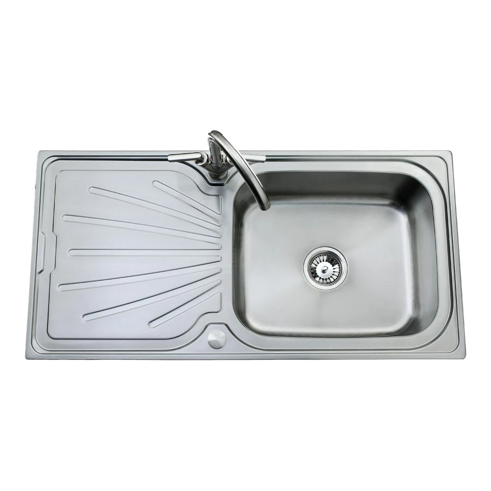 Clearwater Deep Blue Single Bowl Brushed Stainless Steel Sink & Waste With Reversible Drainer - 1000 X 500mm 3 Clearwater Deep Blue Single Bowl Brushed Stainless Steel Sink & Waste With Reversible Drainer - 1000 X 500mm