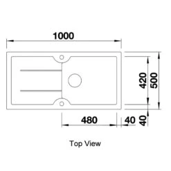 Thomas Denby Harmony XL 1 Bowl Basalt Satin Ceramic Kitchen Sink & Matt Black Presto Automatic Waste With Reversible Drainer - 1000 X 500mm -Vado Sale Store clearwater harmony xl ceramic sink tech drawing