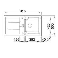 Thomas Denby Harmony XW 1 Bowl Black Satin Ceramic Kitchen Sink & Artisan Brass Presto Automatic Waste With Reversible Drainer - 915 X 500mm -Vado Sale Store clearwater harmony xw ceramic sink tech drawing