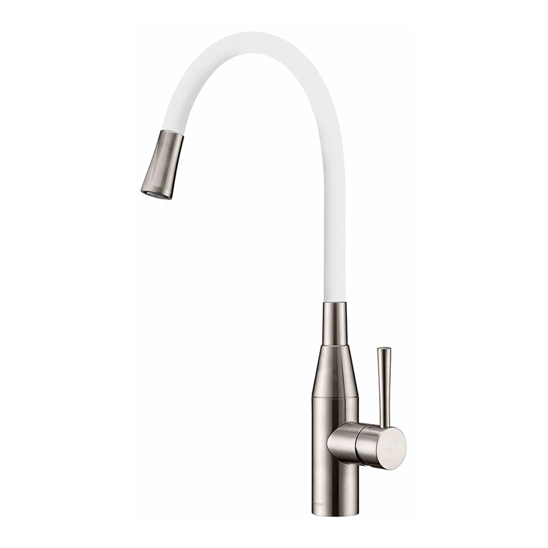 Clearwater Morpho Mono Kitchen Mixer With 'Flex & Stay' Spout - Brushed Nickel & White Hose 7 Clearwater Morpho Mono Kitchen Mixer With 'Flex & Stay' Spout - Brushed Nickel & White Hose - Image 5