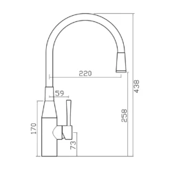 Clearwater Morpho Mono Kitchen Mixer With 'Flex & Stay' Spout - Brushed Nickel & White Hose 13 Clearwater Morpho Mono Kitchen Mixer With 'Flex & Stay' Spout - Brushed Nickel & White Hose -Vado Sale Store clearwater morpho flexi spout kitchen mixer tap technical drawing