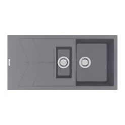 Clearwater Rio 1.5 Bowl Nero Granite Composite Sink & Regency Copper Waste With Reversible Drainer - 1000 X 500mm -Vado Sale Store clearwater rio 1 5 bowl croma granite sink 1000x5000mm cutout