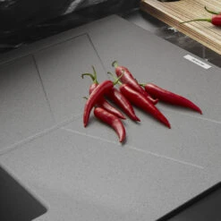 Clearwater Rio 1.5 Bowl Nero Granite Composite Sink & Regency Copper Waste With Reversible Drainer - 1000 X 500mm -Vado Sale Store clearwater rio 1 5 bowl croma granite sink 1000x5000mm lifestyle 3