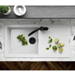 Clearwater Rio 1 Bowl Basalt Granite Composite Sink & Regency Copper Waste With Reversible Drainer - 1000 X 500mm