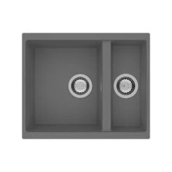 Clearwater Siena 1.5 Bowl Poppy Granite Composite Inset Or Undermount Kitchen Sink & Artisan Brass Waste - 555 X 460mm -Vado Sale Store clearwater siena 1 5 bowl concrete sink cutout v2