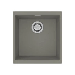 Clearwater Siena 1 Bowl Mocha Granite Composite Inset Or Undermount Kitchen Sink & Matt Black Waste - 430 X 460mm -Vado Sale Store clearwater siena 400 concrete sink cutout