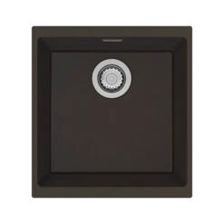 Clearwater Siena 1 Bowl Mocha Granite Composite Inset Or Undermount Kitchen Sink & Matt Black Waste - 430 X 460mm -Vado Sale Store clearwater siena 400 mocha sink cutout