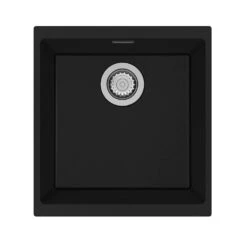 Clearwater Siena 1 Bowl Mocha Granite Composite Inset Or Undermount Kitchen Sink & Matt Black Waste - 430 X 460mm -Vado Sale Store clearwater siena 400 nero sink cutout