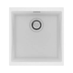 Clearwater Siena 1 Bowl Mocha Granite Composite Inset Or Undermount Kitchen Sink & Matt Black Waste - 430 X 460mm -Vado Sale Store clearwater siena 400 polar sink cutout