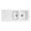 Clearwater Sonnet White Ceramic Double Bowl Sink With Reversible Drainer - 1200 X 500mm