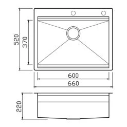 Clearwater Urban Smart Large 1 Bowl Stainless Steel Kitchen Sink, Integrated Accessories & Automatic Waste - 660 X 520mm 11 Clearwater Urban Smart Large 1 Bowl Stainless Steel Kitchen Sink, Integrated Accessories & Automatic Waste - 660 X 520mm -Vado Sale Store clearwater urban smart stainless steel sink usc003 tech drawing