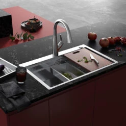 Clearwater Urban Smart Extra Large 1 Bowl Stainless Steel Kitchen Sink, Integrated Accessories & Automatic Waste - 800 X 520mm