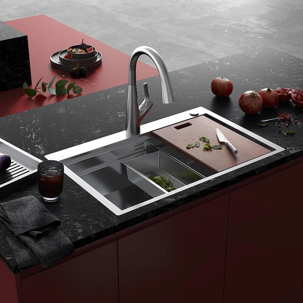 Clearwater Urban Smart Extra Large 1 Bowl Stainless Steel Kitchen Sink, Integrated Accessories & Automatic Waste - 800 X 520mm 3 Clearwater Urban Smart Extra Large 1 Bowl Stainless Steel Kitchen Sink, Integrated Accessories & Automatic Waste - 800 X 520mm