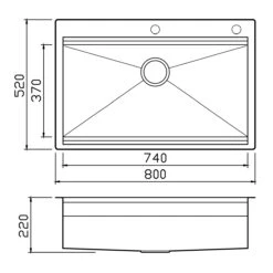 Clearwater Urban Smart Extra Large 1 Bowl Stainless Steel Kitchen Sink, Integrated Accessories & Automatic Waste - 800 X 520mm 11 Clearwater Urban Smart Extra Large 1 Bowl Stainless Steel Kitchen Sink, Integrated Accessories & Automatic Waste - 800 X 520mm -Vado Sale Store clearwater urban smart stainless steel sink usc004 tech drawing