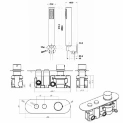 Corinne Concealed Thermostatic Push Button Shower Valve, 400mm Fixed Head & Shower Handset Kit - 150mm Ceiling Arm -Vado Sale Store corinne concealed shower set tech