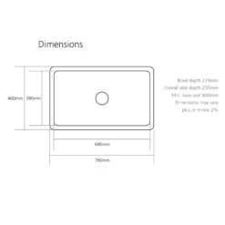 Caple Belfast Large Single Bowl White Ceramic Kitchen Sink - 760 X 460mm 7 Caple Belfast Large Single Bowl White Ceramic Kitchen Sink - 760 X 460mm -Vado Sale Store cpbs760 tech