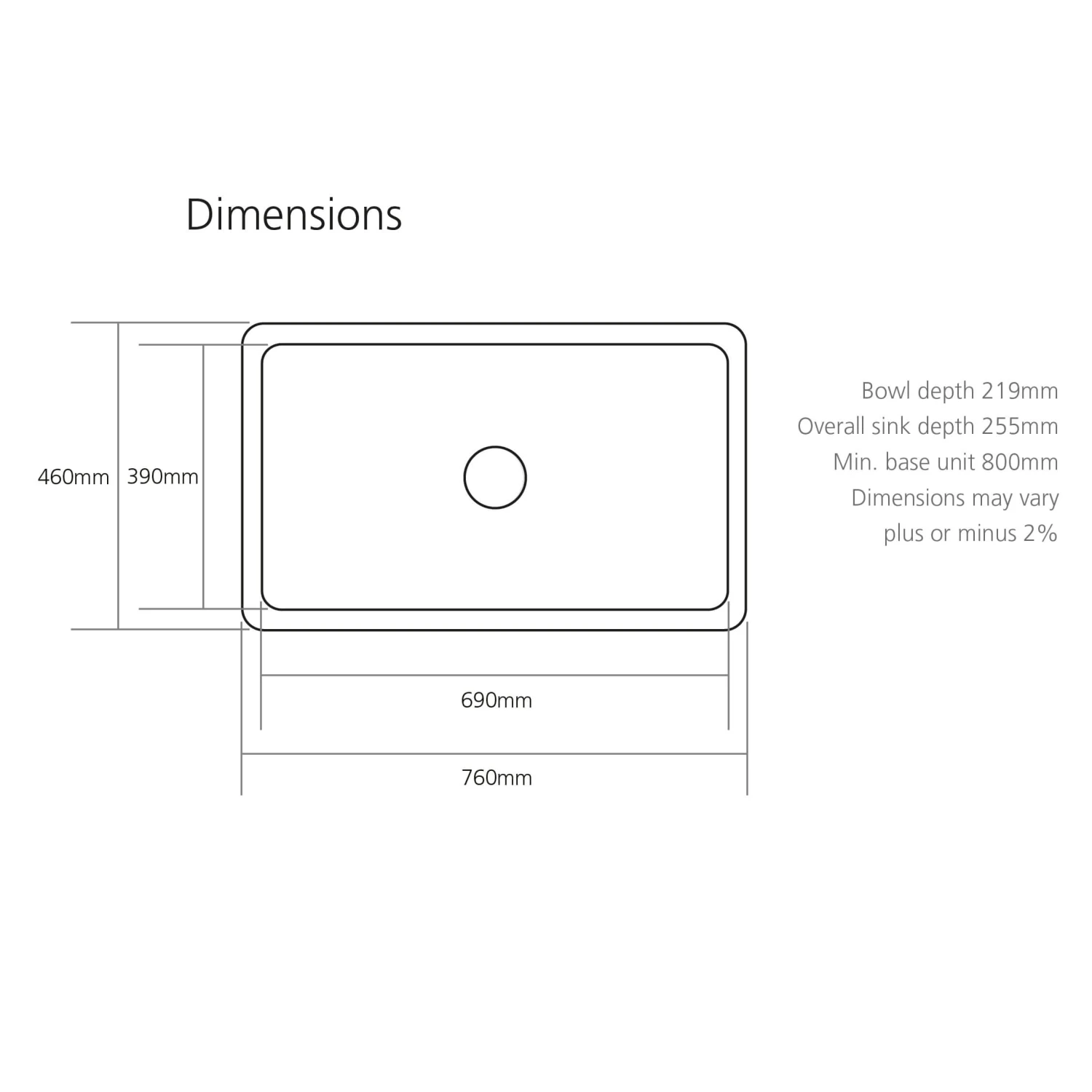Caple Belfast Large Single Bowl White Ceramic Kitchen Sink - 760 X 460mm 5 Caple Belfast Large Single Bowl White Ceramic Kitchen Sink - 760 X 460mm - Image 3