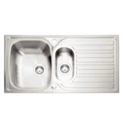 Caple Crane 1.5 Bowl Satin Stainless Steel Sink & Waste Kit With Reversible Drainer - 965 X 510mm