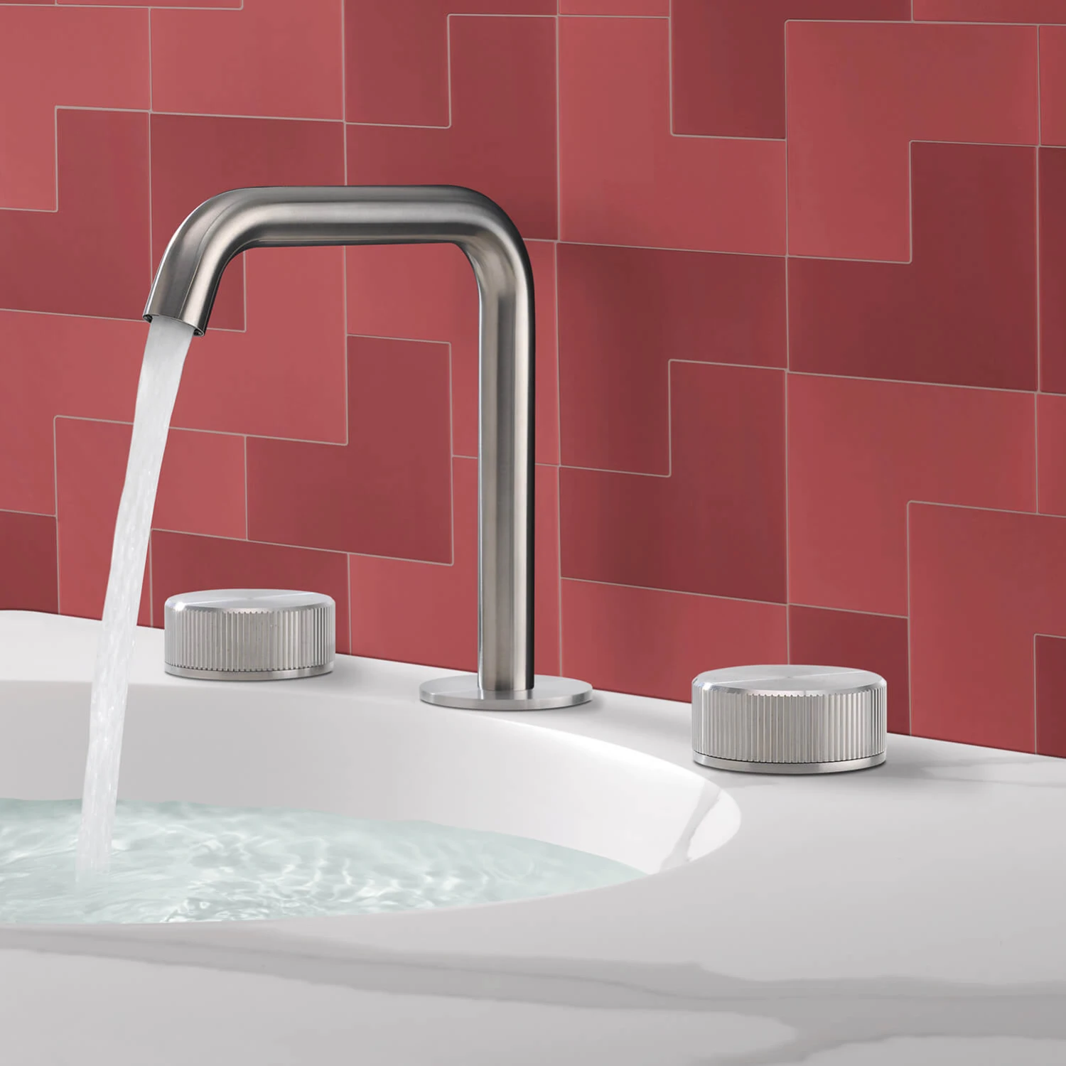 Crosswater 3ONE6 Stainless Steel 3 Hole Basin Mixer Tap 4 Crosswater 3ONE6 Stainless Steel 3 Hole Basin Mixer Tap - Image 2