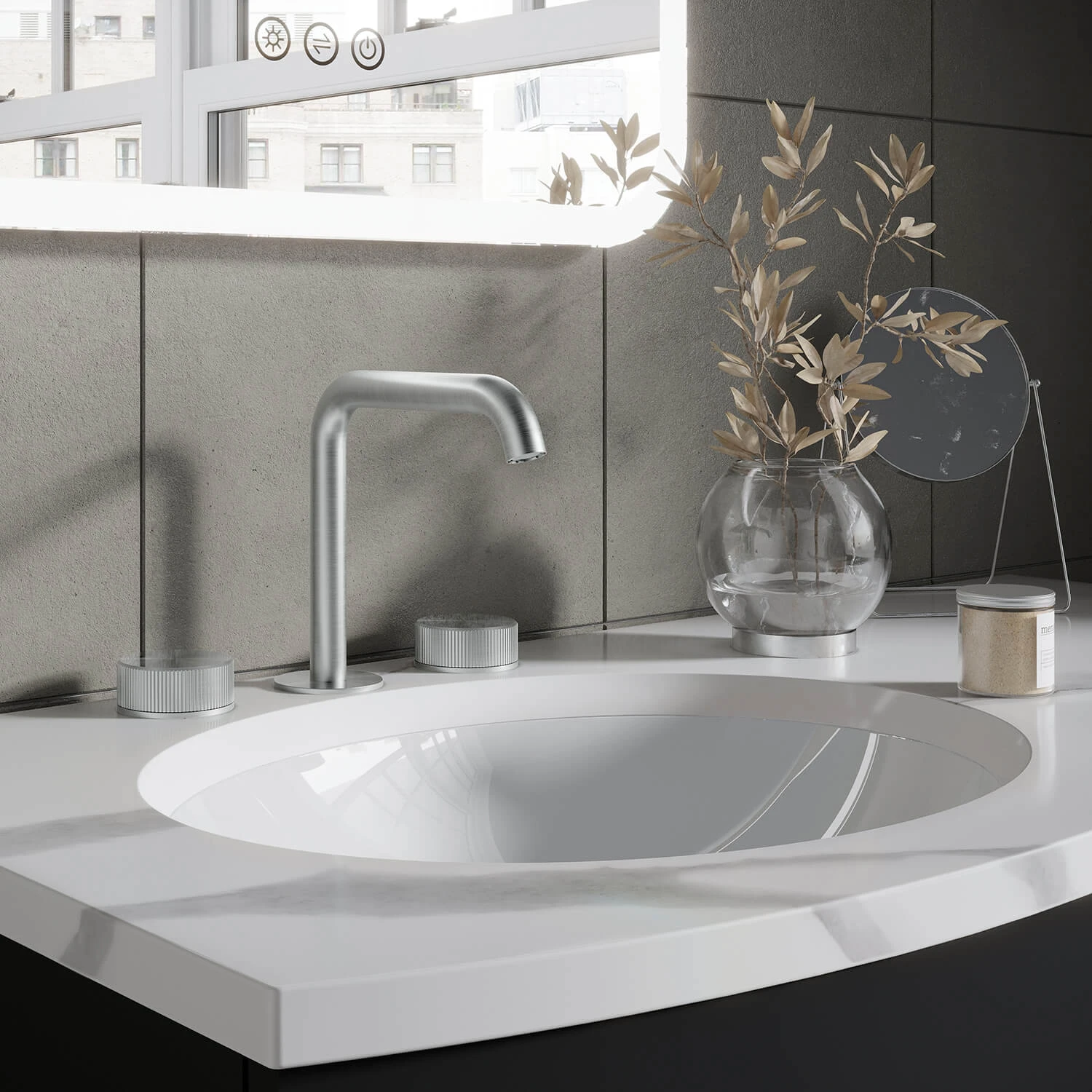 Crosswater 3ONE6 Stainless Steel 3 Hole Basin Mixer Tap 5 Crosswater 3ONE6 Stainless Steel 3 Hole Basin Mixer Tap - Image 3