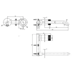 Crosswater 3ONE6 Stainless Steel Wall Mounted 2 Hole Basin Mixer Tap 9 Crosswater 3ONE6 Stainless Steel Wall Mounted 2 Hole Basin Mixer Tap -Vado Sale Store crosswater 3one6 wall mounted 2 hole basin mixer tap tech drawing