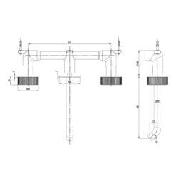 Crosswater 3ONE6 Stainless Steel Wall Mounted 3 Hole Basin Mixer Tap 13 Crosswater 3ONE6 Stainless Steel Wall Mounted 3 Hole Basin Mixer Tap -Vado Sale Store crosswater 3one6 wall mounted 3 hole basin mixer tap tech drawing