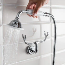 Crosswater Belgravia Multifunction Shower Valve With Cradle Handset Kit & Fixed Shower Head - 200mm Nickel Shower Head -Vado Sale Store crosswater belgravia chrome hand shower w craddle