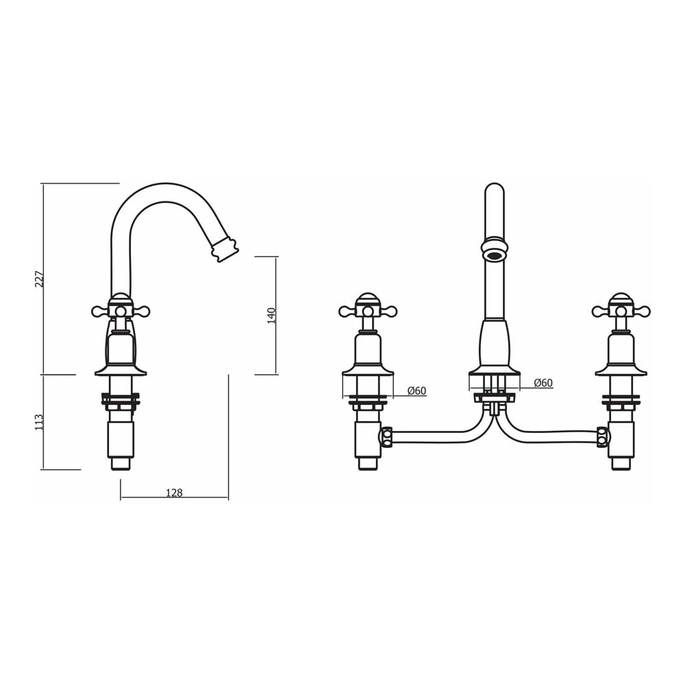 Crosswater Belgravia Crosshead 3 Hole Tall Basin Mixer & Pop-up Waste 4 Crosswater Belgravia Crosshead 3 Hole Tall Basin Mixer & Pop-up Waste - Image 2