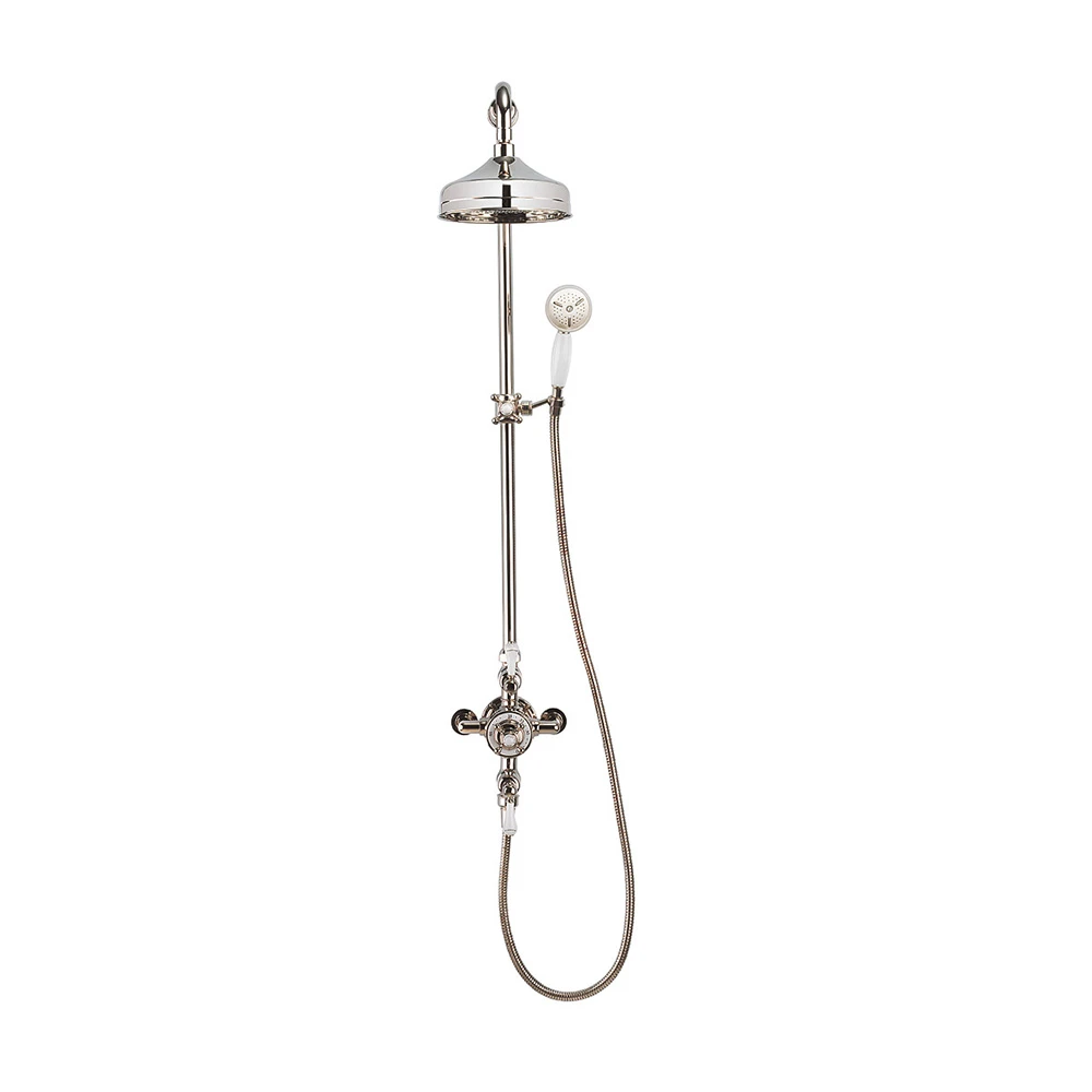 Crosswater Belgravia Multifunction Shower Valve With Slide Rail And Handset And Fixed Shower Head - 8 Inch Nickel Shower Head 6 Crosswater Belgravia Multifunction Shower Valve With Slide Rail And Handset And Fixed Shower Head - 8 Inch Nickel Shower Head - Image 4