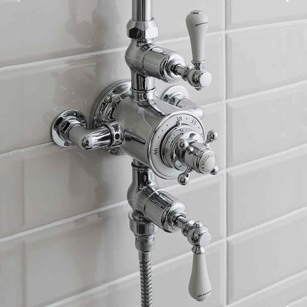 Crosswater Belgravia Multifunction Shower Valve With Slide Rail And Handset And Fixed Shower Head - 8 Inch Nickel Shower Head 11 Crosswater Belgravia Multifunction Shower Valve With Slide Rail And Handset And Fixed Shower Head - 8 Inch Nickel Shower Head - Image 9