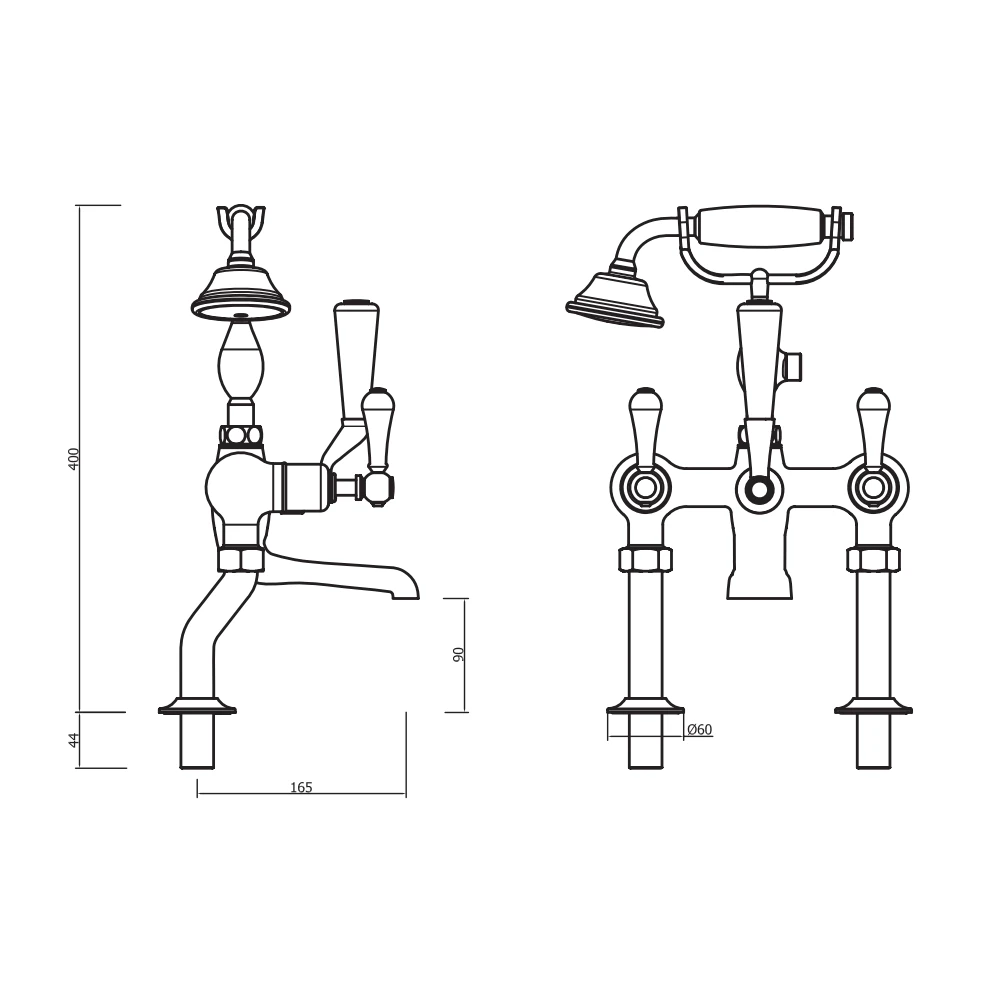 Crosswater Belgravia Lever Deck Mounted Bath Shower Mixer With Handset Kit 11 Crosswater Belgravia Lever Deck Mounted Bath Shower Mixer With Handset Kit - Image 9