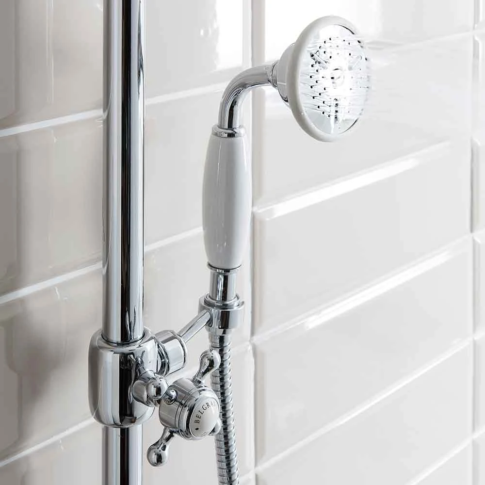 Crosswater Belgravia Multifunction Shower Valve With Slide Rail And Handset And Fixed Shower Head - 8 Inch Nickel Shower Head 13 Crosswater Belgravia Multifunction Shower Valve With Slide Rail And Handset And Fixed Shower Head - 8 Inch Nickel Shower Head - Image 11