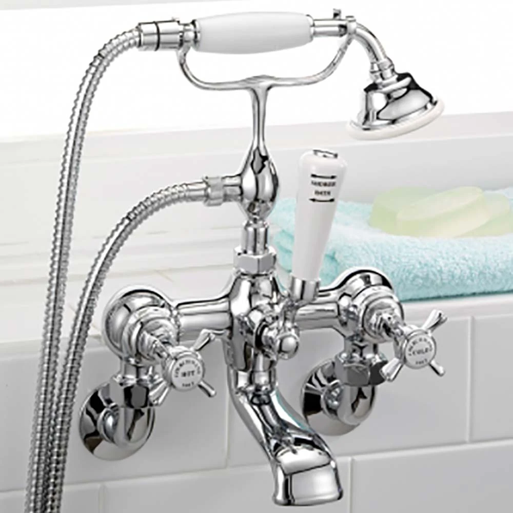 Crosswater Belgravia Crosshead Wall Mounted Bath Shower Mixer With Handset Kit 4 Crosswater Belgravia Crosshead Wall Mounted Bath Shower Mixer With Handset Kit - Image 2