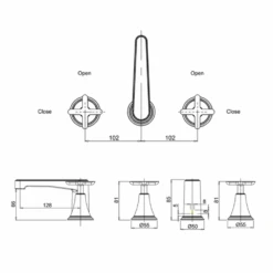 Crosswater Celeste 3 Hole Crosshead Basin Mixer -Vado Sale Store crosswater celeste cross basin tap ct135dnc tech