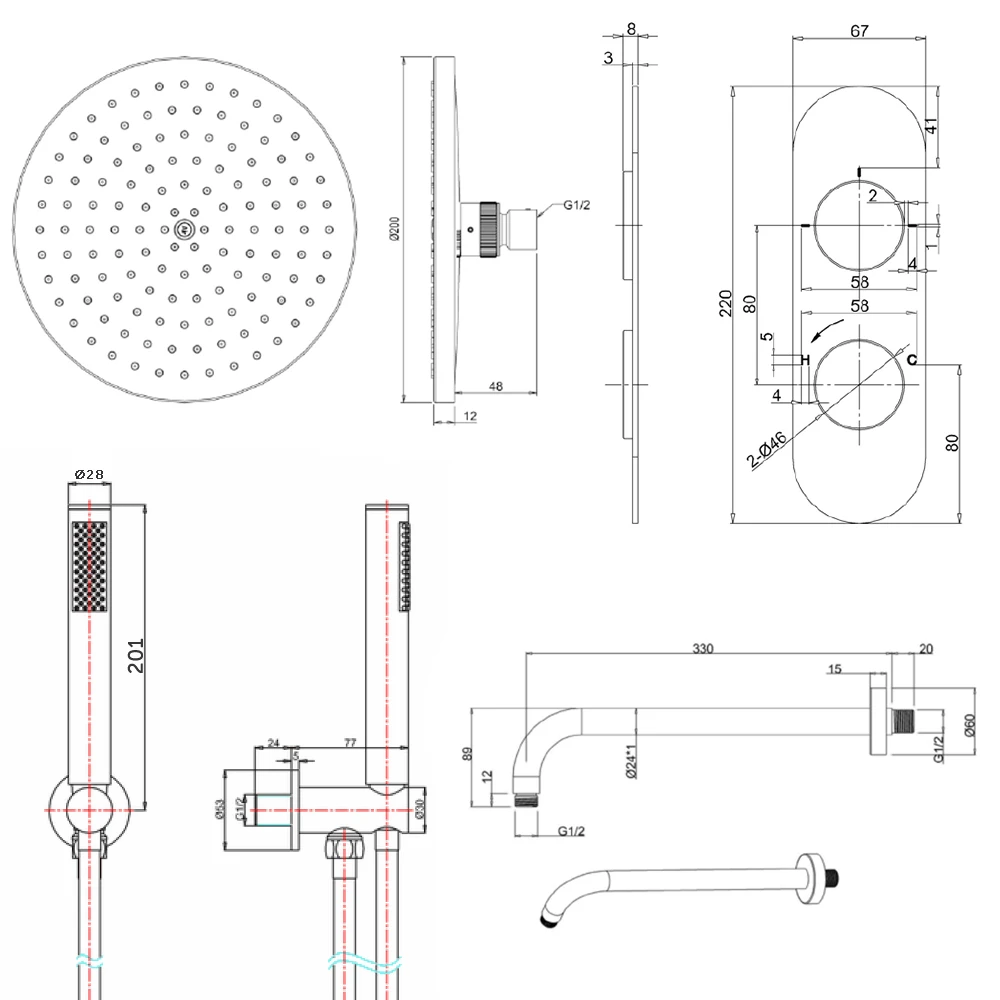 Crosswater Central 2 Outlet 2 Handle Shower Bundle - Chrome 7 Crosswater Central 2 Outlet 2 Handle Shower Bundle - Chrome - Image 5