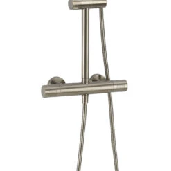 Crosswater Central Thermostatic Exposed Shower Kit With Height Adjustable Rigid Riser - Brushed Stainless Steel Effect 8 Crosswater Central Thermostatic Exposed Shower Kit With Height Adjustable Rigid Riser - Brushed Stainless Steel Effect -Vado Sale Store crosswater central exposed shower kit stainless steel close up