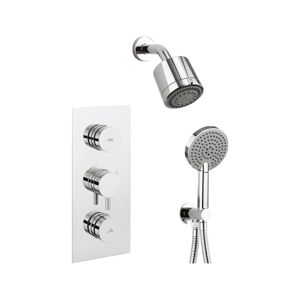 Crosswater Dial Kai Lever 2 Outlet Concealed Shower Valve With Fixed Shower Head And Shower Handset 4 Crosswater Dial Kai Lever 2 Outlet Concealed Shower Valve With Fixed Shower Head And Shower Handset - Image 2