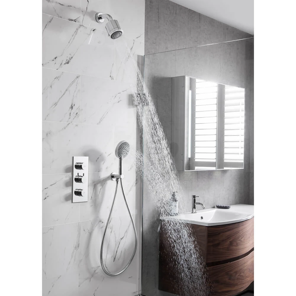 Crosswater Dial Kai Lever 2 Outlet Concealed Shower Valve With Fixed Shower Head And Shower Handset 3 Crosswater Dial Kai Lever 2 Outlet Concealed Shower Valve With Fixed Shower Head And Shower Handset