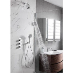 Crosswater Dial Pier 2 Outlet Concealed Shower Valve With Fixed Shower Head And Shower Handset