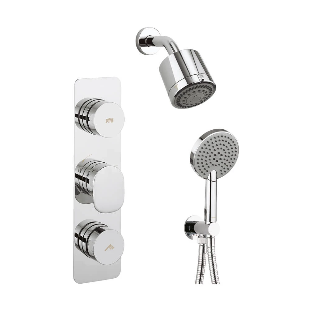 Crosswater Dial Pier 2 Outlet Concealed Shower Valve With Fixed Shower Head And Shower Handset 4 Crosswater Dial Pier 2 Outlet Concealed Shower Valve With Fixed Shower Head And Shower Handset - Image 2