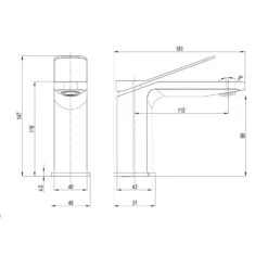 Crosswater Glide II Mono Basin Mixer Tap - Brushed Stainless Steel Effect -Vado Sale Store crosswater glide ii mono basin mixer tech drawing