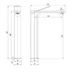 Crosswater Glide II Tall Basin Mixer Tap - Brushed Stainless Steel Effect -Vado Sale Store crosswater glide ii tall basin mixer tech drawing