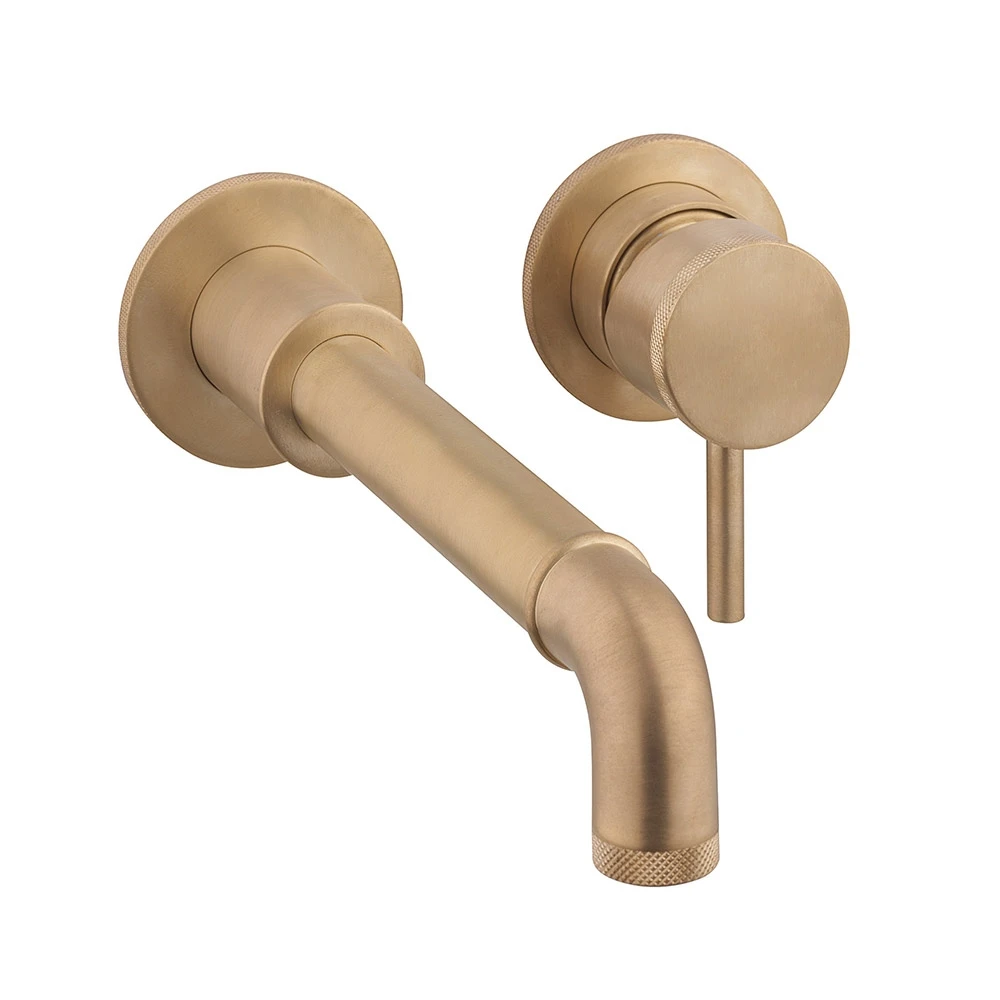 Crosswater MPRO Industrial 2 Hole Wall Mounted Basin Mixer Tap - Unlacquered Brushed Brass 4 Crosswater MPRO Industrial 2 Hole Wall Mounted Basin Mixer Tap - Unlacquered Brushed Brass - Image 2