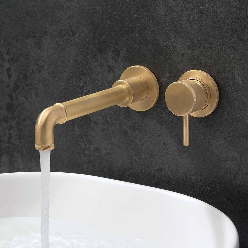 Crosswater MPRO Industrial 2 Hole Wall Mounted Basin Mixer Tap - Unlacquered Brushed Brass 3 Crosswater MPRO Industrial 2 Hole Wall Mounted Basin Mixer Tap - Unlacquered Brushed Brass