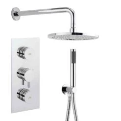 Crosswater Dial Kai Lever 2 Control Shower Valve With Single Mode Handset, Fixed Head & Arm